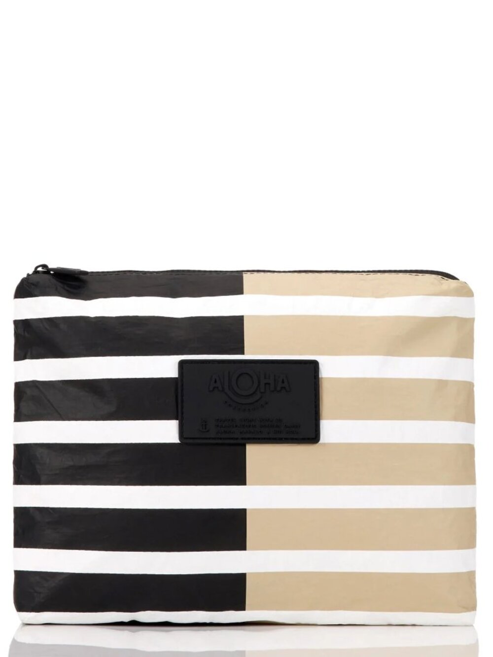 ALOHA Collection Sporty Stripe Latte Mid Pouch Bag New NWT